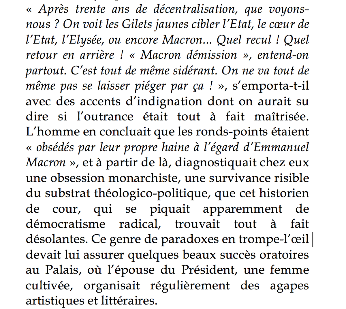 alancelin's tweet photo. "Macron démission, entend-on partout. C'est tout de même sidérant. On ne va pas tout de même pas se laisser piéger par ça!"

Propos authentiques dudit Boucheron début 2019, en pleine répression féroce du mouvement des Gilets Jaunes

Extrait de "La Fièvre", roman @editionsLLL https://t.co/fnJlocFaHx