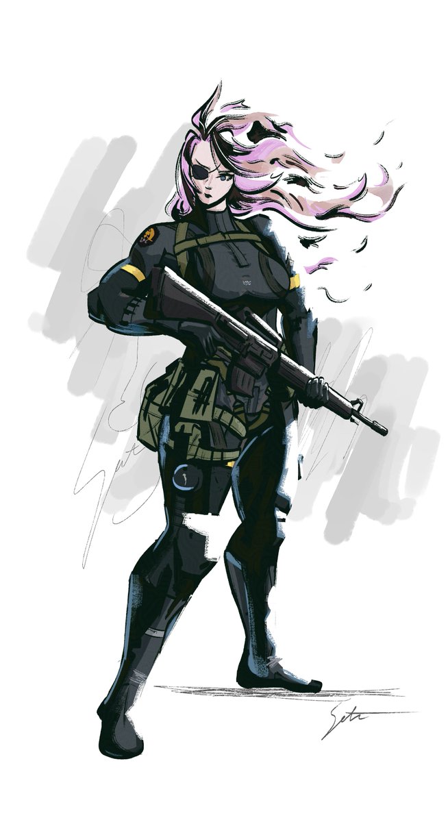 SotetheMighty's tweet photo. "Excellent Jade. Age hasn't slowed you down one bit."

#HonkaiStarRail #jadehsr #MGS #bigboss #fanart https://t.co/cI7pFrP71m