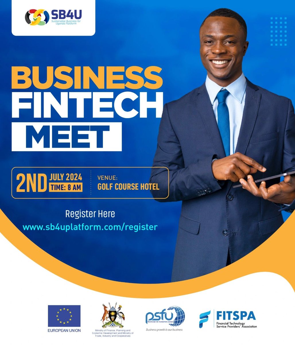 We are excited to have participated in the Business Fintech meet, engaging in meaningful conversations with SMEs and MSMEs.
The Fintech Business Meet was organised by the EU, <a href="/FitspaUG/">FITSPA Uganda</a>  and <a href="/sb4uplatform/">Sustainable Business for Uganda</a>  . We are super grateful.
#digitaltransformation
