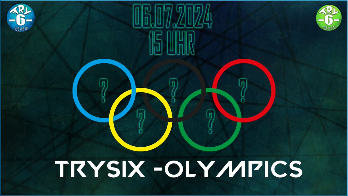 TRYSIX OLYMPICS  

Start : 06.07.2024 
Uhrzeit : 15 Uhr 
Wo : Auf meinem Twitch Kanal (twitch.tv/trysix7)  
Um was geht es : Eine Riesen Win-Challenge unter 5 Streamer/innen (Ablauf in den Kommis)