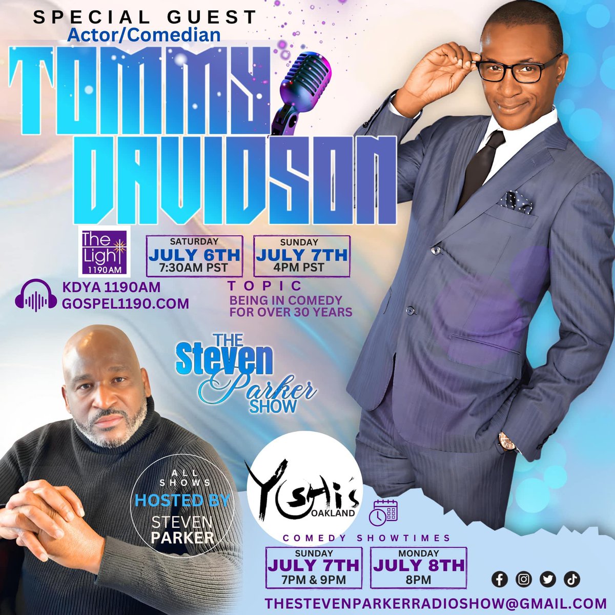 tommycat's tweet image. #BayArea friends &amp;amp; fans: Coming up to make you laugh 'til it hurts this Sun. &amp;amp; Mon. 7/7-8 @yoshis_OAK &amp;amp; appearing on The Steven Parker Show this Sat. 7:30am &amp;amp; Sun. 4pm on #KDYA radio! Tix: yoshis.com/events/buy-tic…