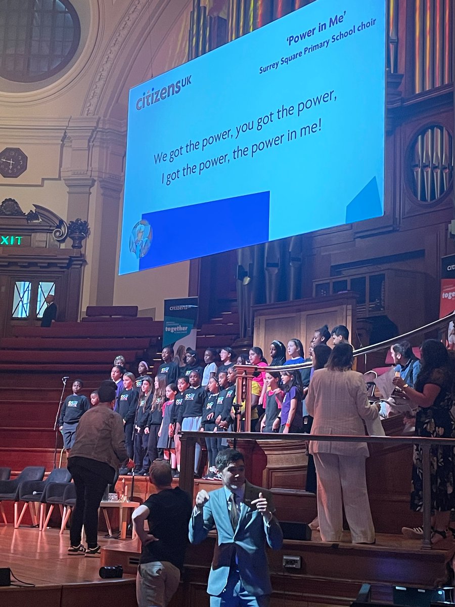 A privilege to watch our choir &amp; JLT take part in this assembly, along with hearing the housing testimony of one of our parents and seeing another featured on the screen 🙌🏽🥰 An inspiring evening of collective power joining with other members of <a href="/CitizensUK/">Citizens UK</a>  #change