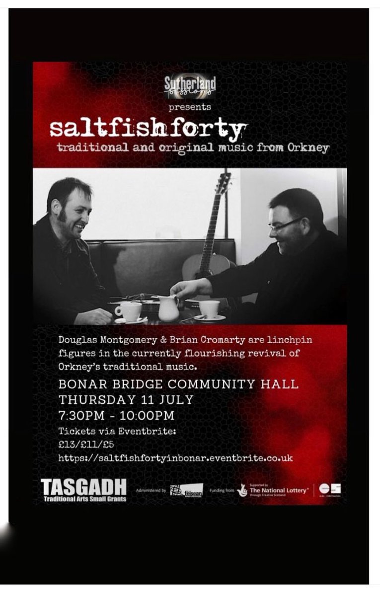 Andrena Campbell Ballantyne (@annicampbell1) on Twitter photo 🚨🎶 Sutherland Sessions present an evening with Saltfishforty next Thursday 11th July in Bonar Bridge Hall. Tickets available now. Please see poster for details.
<a href="/saltfish40/">Douglas Montgomery</a> <a href="/SuthSessions/">Sutherland Sessions</a>
#BonarBridge 🚨🎶 Sutherland Sessions present an evening with Saltfishforty next Thursday 11th July in Bonar Bridge Hall. Tickets available now. Please see poster for details.
<a href="/saltfish40/">Douglas Montgomery</a> <a href="/SuthSessions/">Sutherland Sessions</a>
#BonarBridge