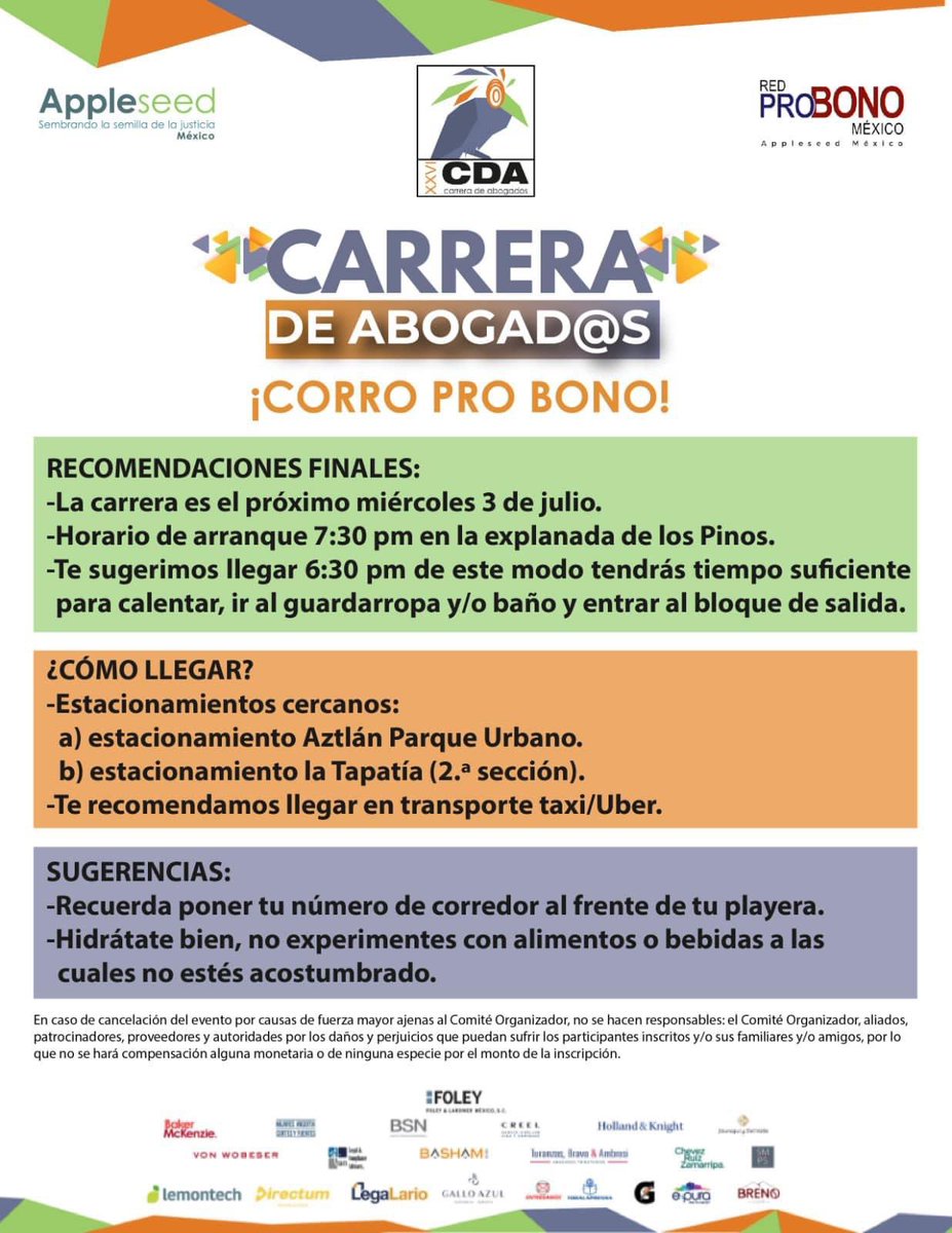 AppleseedMexico's tweet photo. ¡Es hoy, es hoy, es hoy! 

La carrera de abogad@s más esperada del año. Aquí te damos unas cuantas recomendaciones 👇🏻 

#runners #CorreProBono #abogados #abogadas #CorrerConCausa https://t.co/HqM6siGQFP