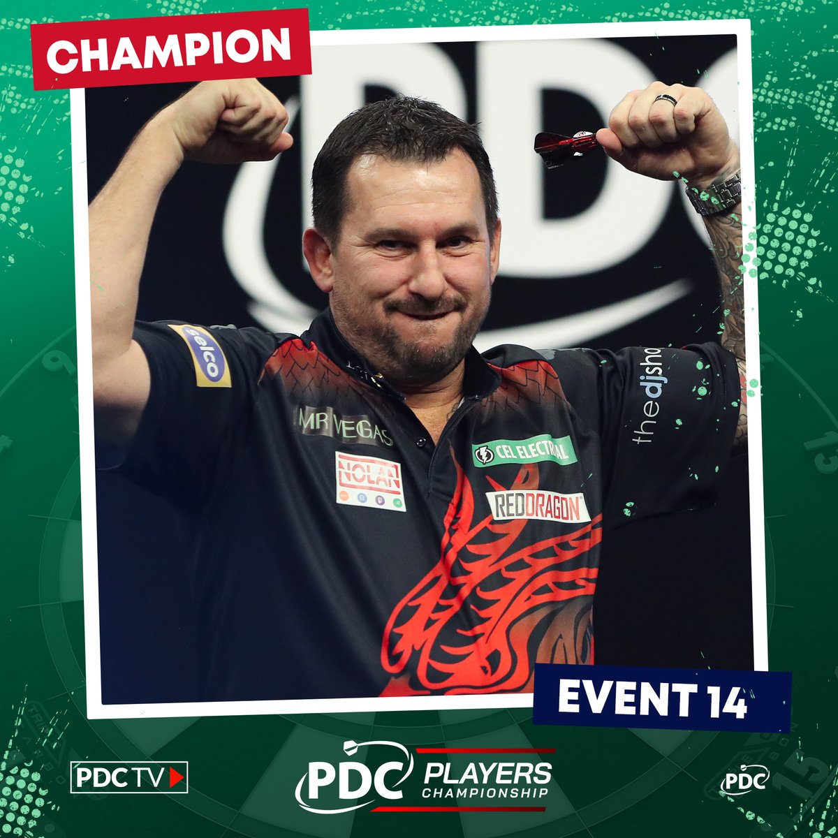 CLAYTON IS THE CHAMP 🏆

Jonny Clayton heads into the World Matchplay in form and moves up to 8th seed in the tournament. 

The Welshman was imperious today as he wins Players Championship 14.