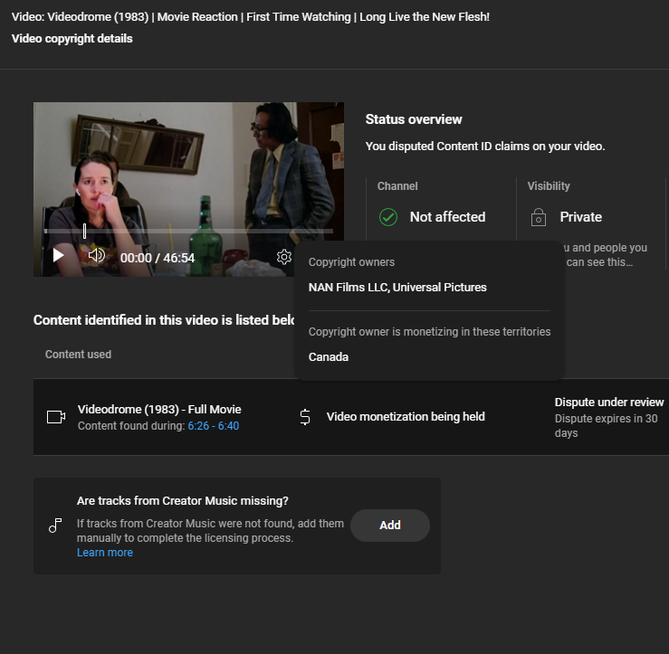 YouMeTheMovies's tweet photo. If you are movie reactor or even just a content creator on @Youtube I am asking you to share this post. Hey @TeamYouTube this is the type of company (channels) that needs to be banned from the platform.

Nan Films LLC

This morning our latest upload received a copyright claim from this company. This is not our first time getting claimed by them and I know recently that @puggapillar received one from them as well. So if you are a movie reactor, you've probably seen this name on a claim before.

I decided to do a simple Google search on the company and see what I could find. As you can see on our screenshot of the claim they are claiming monetization in Canada. My google search found the company is based out of New Jersey from their public website:

https://t.co/Y9dqhS5Kgs

So I dug deeper...