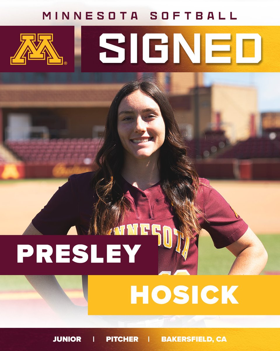 GopherSoftball's tweet photo. 𝐖𝐞𝐥𝐜𝐨𝐦𝐞 𝐭𝐨 𝐌𝐢𝐧𝐧𝐞𝐬𝐨𝐭𝐚!👏

An addition to our circle, please welcome Presley Hosick!🥎

🗞️ https://t.co/xovnKslJ8X

#SkiUMah | #Gophers〽️ https://t.co/oY80AE2G6N