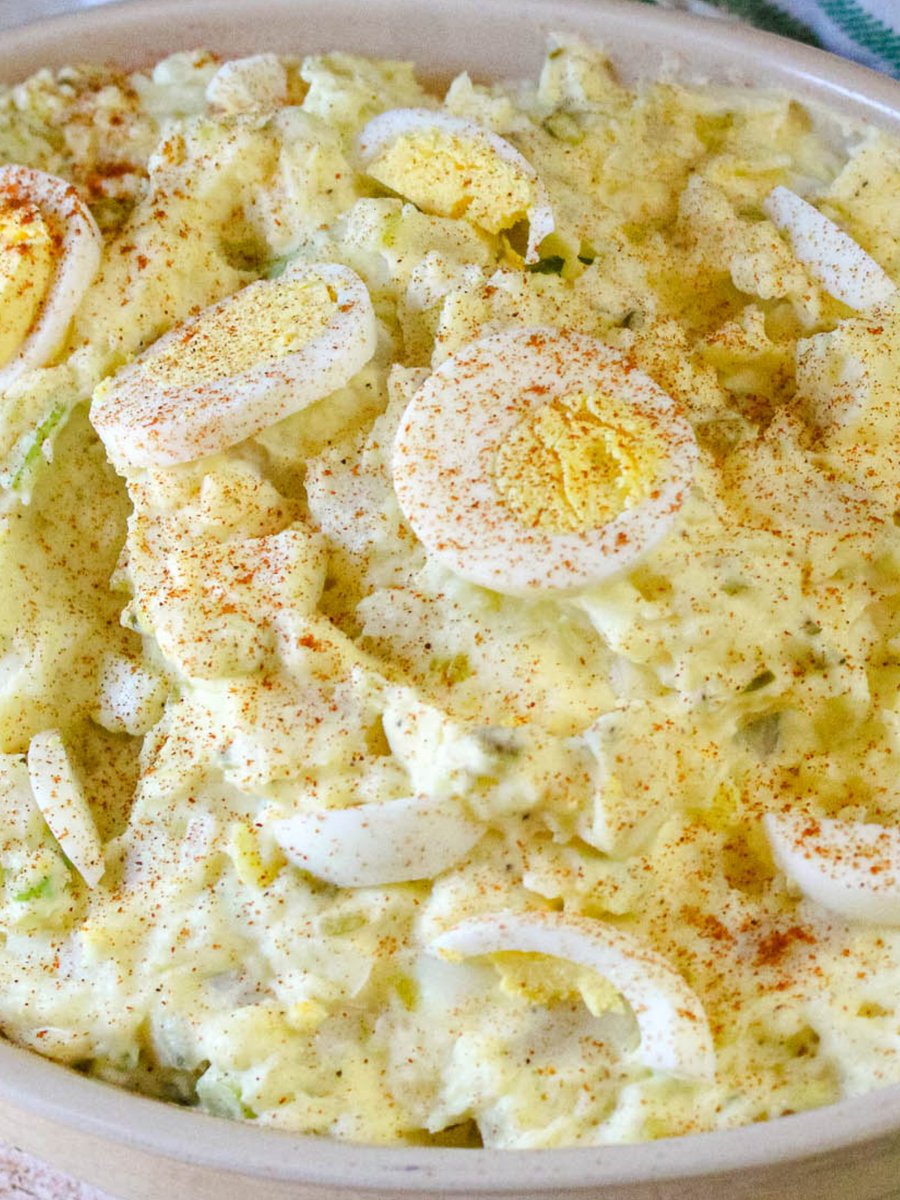 This is the way my mother and my grandmother always made their potato salad. A really nice side dish to go with BBQ! justapinch.com/recipes/side/p…