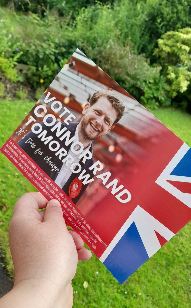 Last round of leafletting done for <a href="/ConnorRand4ASW/">Connor Rand MP</a>. If you want change, you need to vote for it tomorrow. Good luck Connor, looking forward to altrincham and sale west's first labour MP. 🤞