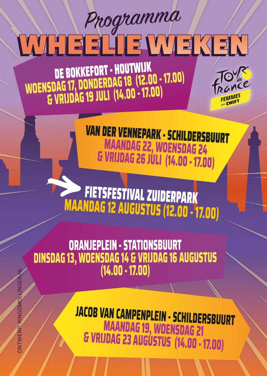 ☀️Ook deze zomervakantie organiseert de gemeente Den Haag de leukste fietsactiviteit voor kinderen van 4 tot 12 jaar: de #WheelieWeken
📌Nu op nog meer locaties
🚴‍♀️Op 12 augustus kun je zelfs op het parcours van de Tour de France Femmes fietsen
📅Noteer ze alvast in je agenda 👇
