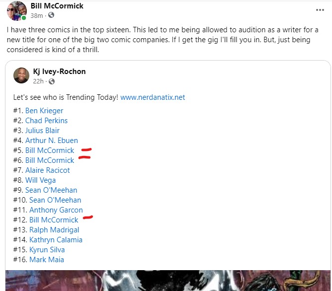 Legends Parallel, Bob: Sins of the Son, &amp; Alokia the Kaiju Hunter.  Check them all out at Nerdanatix.net