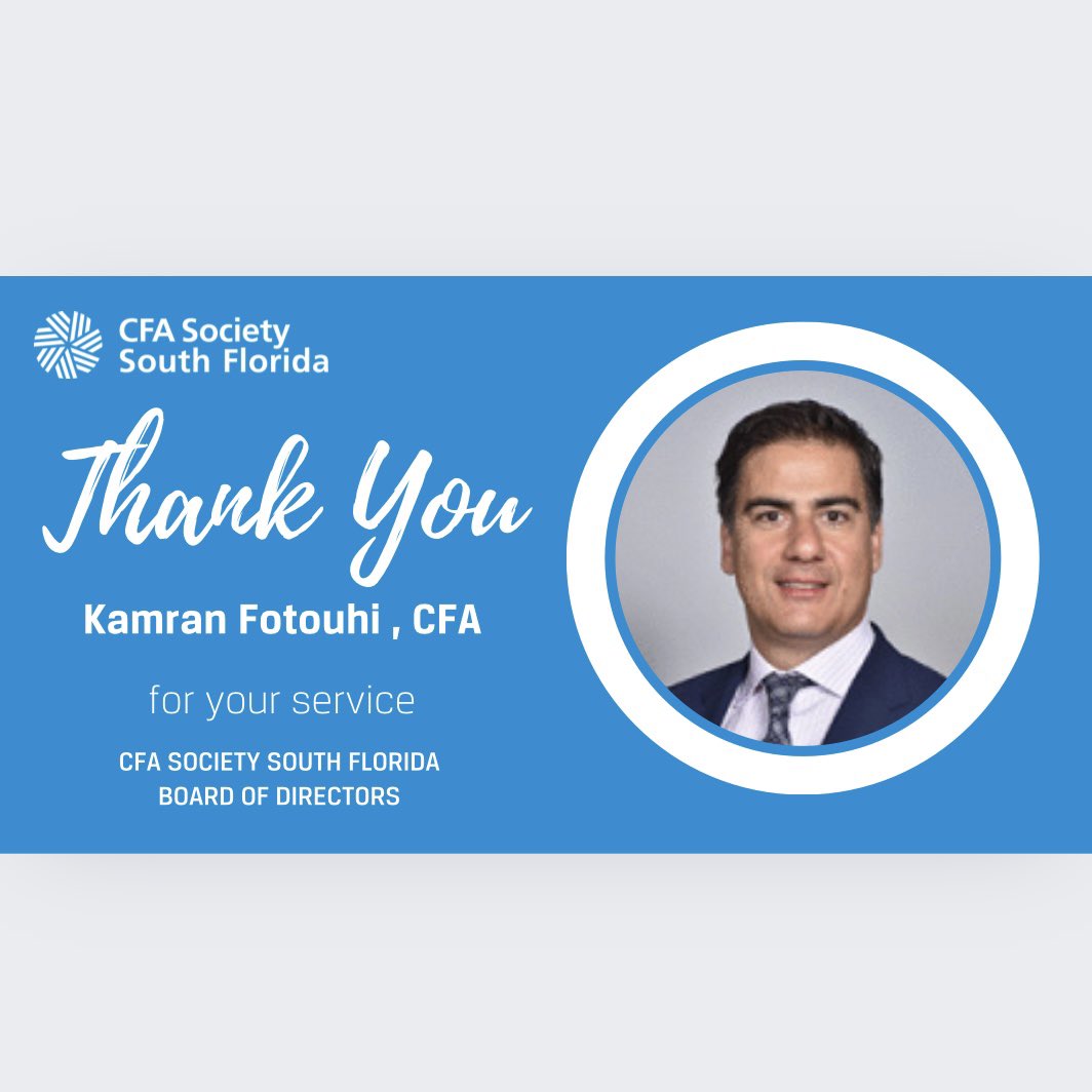 cfasfl's tweet photo. Seth Mitchell, Kamran Fotouhi, Leonardo Gonzalez, and Eric Benson have been an instrumental part of CFA Society South Florida over the course of their terms. 

Thank you all so much for all you have done for us, we wish you the best! https://t.co/wgyw7ZtVcO