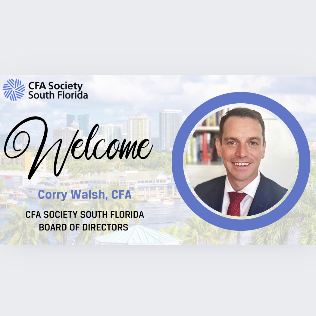We’d like to welcome Bruce Robb, Mark Heneghan, Lisa Marsden, and Corry Walsh to our CFA Society South Florida Board of Directors!

We’re looking forward to a great year ahead; get to know more about our newest board member at programs and networking events this year!