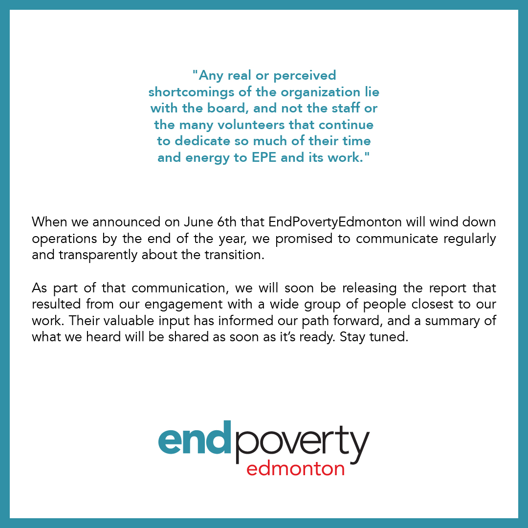 "Any real or perceived shortcomings of the organization lie with the board, and not the staff or the many volunteers that continue to dedicate so much of their time and energy to EPE and its work."