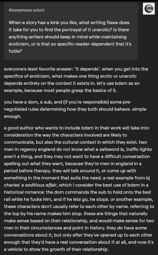 taylor_titmouse's tweet photo. my really long answer to a question about eroticism in writing, and how it can fail when character and context aren't taken into consideration https://t.co/ElOjCyXU4R