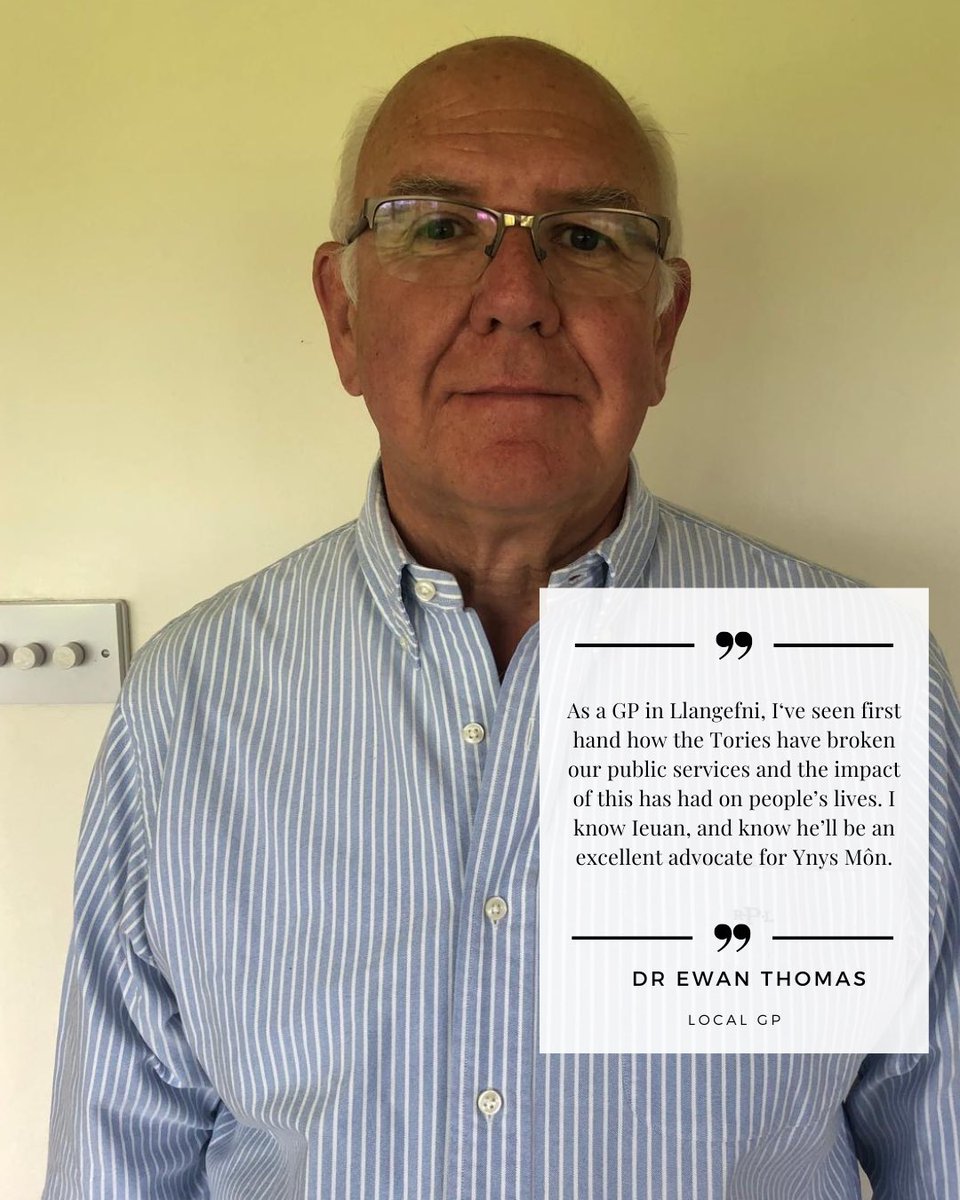 Great to have Dr Ewan Thomas’ endorsement. Gwych i gael cefnogaeth Dr Ewan Thomas. Diolch Ewan!