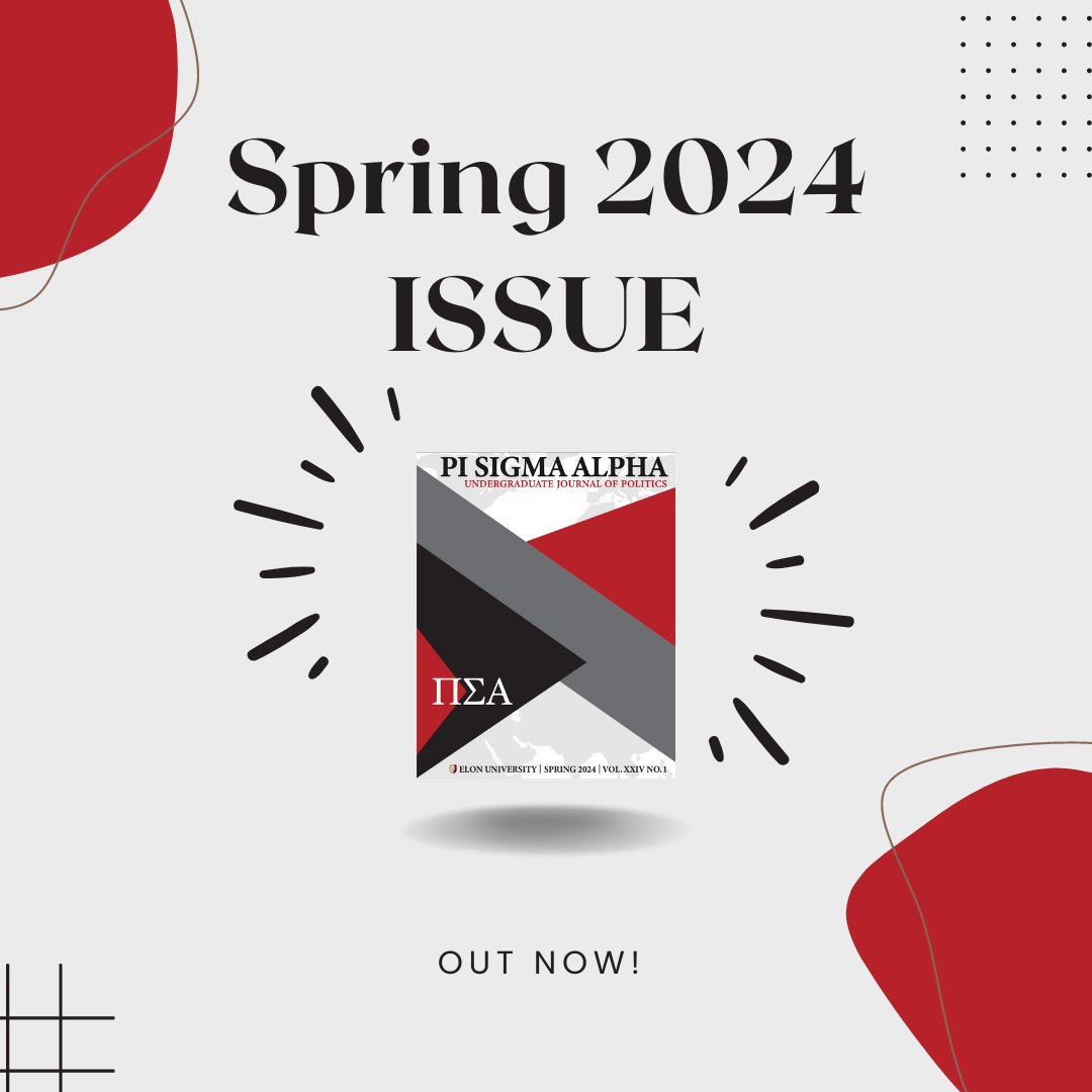 The Spring 2024 issue of the Pi Sigma Alpha Undergraduate Journal of Politics is out now! Click the link in our bio to read the work of four amazing undergraduate authors. A big thanks to everyone who contributed to the Journal!