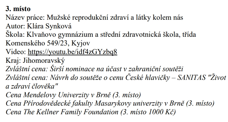 Cell and Tissue Toxicology (@toxcell) on Twitter photo 🎉Big congratulations to
Klára Synková
for winning 3rd place in the national SOČ
(High School Science Project) contest with her work "Male Reproductive Health and Substances Around Us" (sup'd by <a href="/iva_s17/">Iva Sovadinova</a>) !
🌟 Well done! 👏
youtube.com/watch?v=idf4zG… 🎉Big congratulations to
Klára Synková
for winning 3rd place in the national SOČ
(High School Science Project) contest with her work "Male Reproductive Health and Substances Around Us" (sup'd by <a href="/iva_s17/">Iva Sovadinova</a>) !
🌟 Well done! 👏
youtube.com/watch?v=idf4zG…