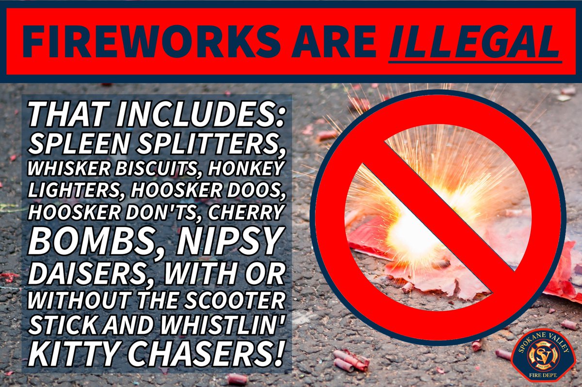 SpokaneValleyFD's tweet photo. This #4thofJuly holiday stay safe and leave the fireworks shows up to the professionals. (They have the good stuff anyway!) 

#IndependenceDay 
#SVFD #SVFDYourFireDepartment 
#SVFDKeepingOurCommunitySafe https://t.co/rCYb9W52bd