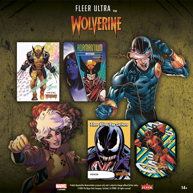 UpperDeckEnt's tweet photo. SNIKT! Rip open some packs of Fleer Ultra #Wolverine trading cards now! Hunt for Artist Autograph parallels of the 100-card original art Base Set, the return of eX Century, Comic Cuts as well as rare autographed versions, and more.