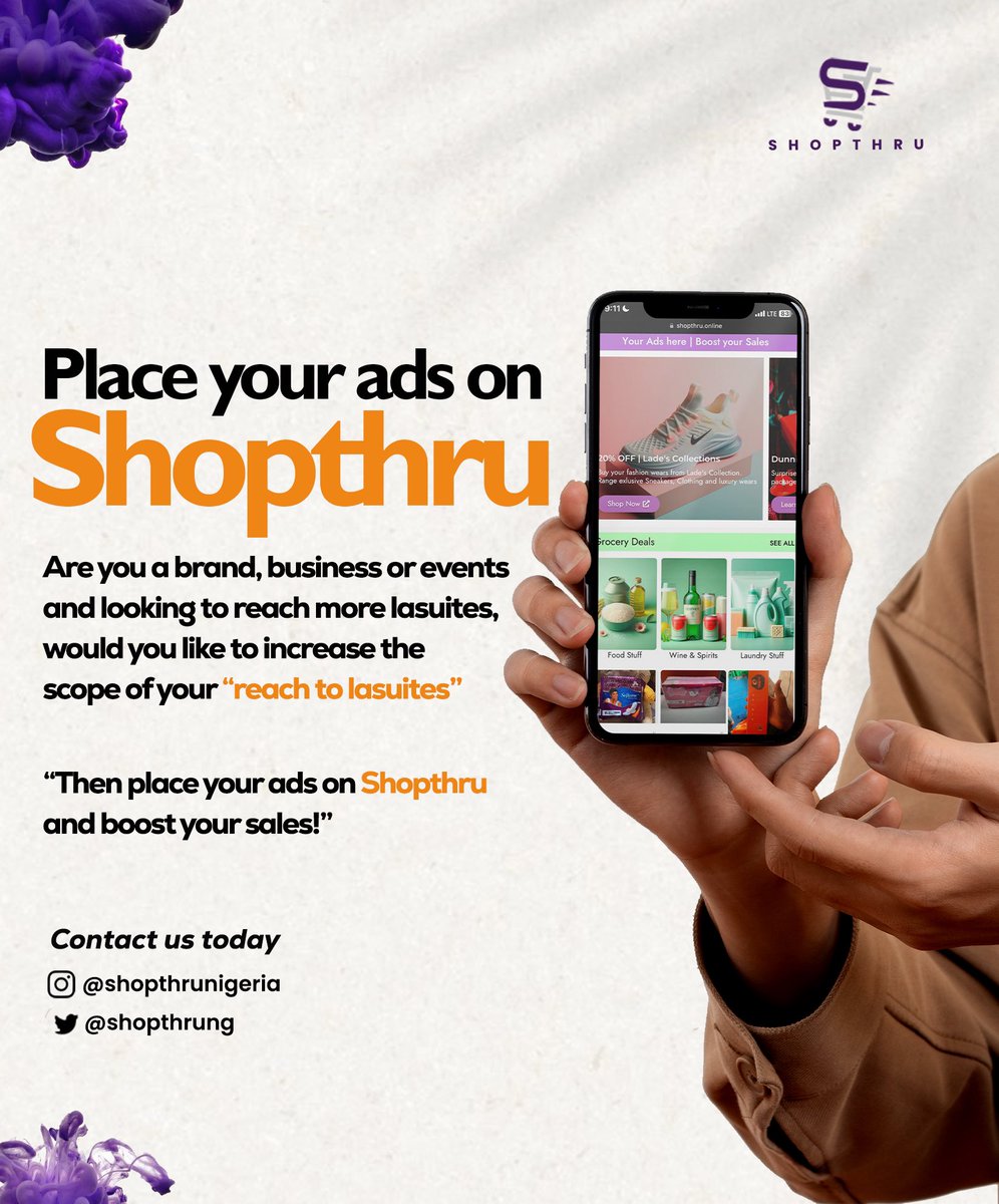 ARE YOU A BUSINESS OWNER TRYING TO REACH A WIDER AUDIENCE?

PLACE YOUR AD ON SHOPTHRU!
🟣🟠🟣🟠