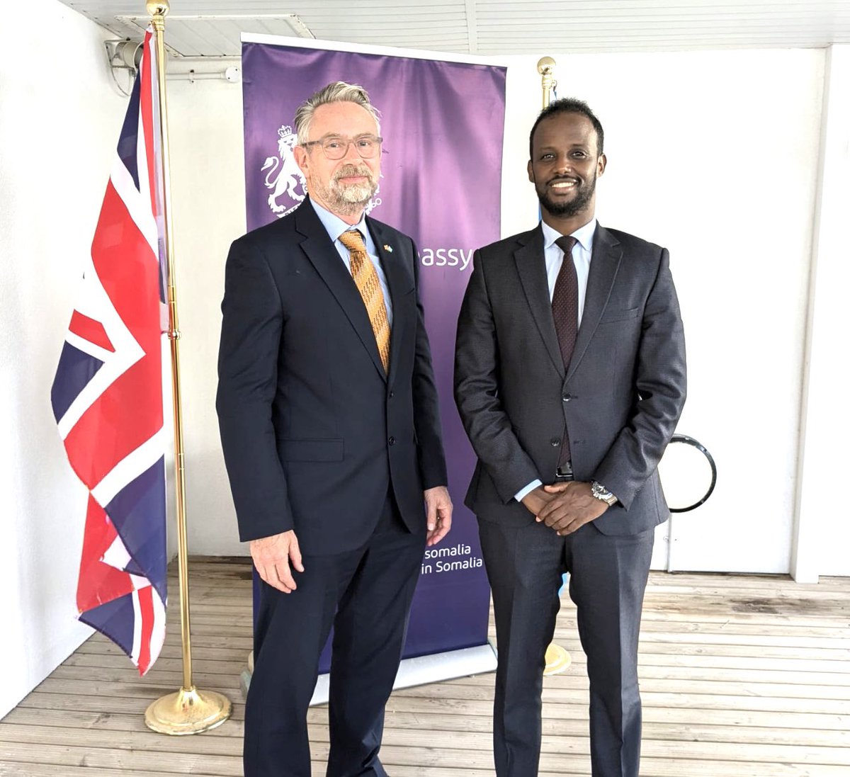 Productive meeting with <a href="/PycroftC/">Christopher Pycroft</a> <a href="/UKinSomalia/">UK in Somalia🇬🇧🇸🇴</a>. Discussed cooperation on broader econ development and climate finance following the formation of the National Climate Fund. Proud to have led the NCF initiative thru Taskforce on Access to Climate Finance co-anchored by the UK &amp; US.