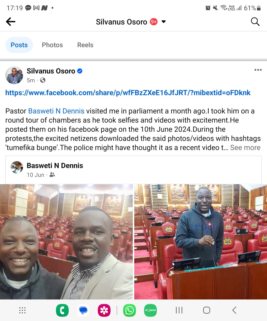 As manhunt for wanted suspects involved in criminal activities during the anti-finance bill 2024 protests continues, the DCI wishes to exonerate Mr Dennis Basweti whose photo was listed among the wanted persons.

This is after he hearkened to the call by the DCI requiring the