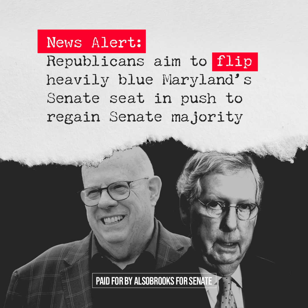 AlsobrooksForMD's tweet photo. The fate of Maryland's Senate seat, and Senate control, is on the line. Can you chip in to my campaign today to become a General Election Founding Donor and help us defeat Larry Hogan in November?