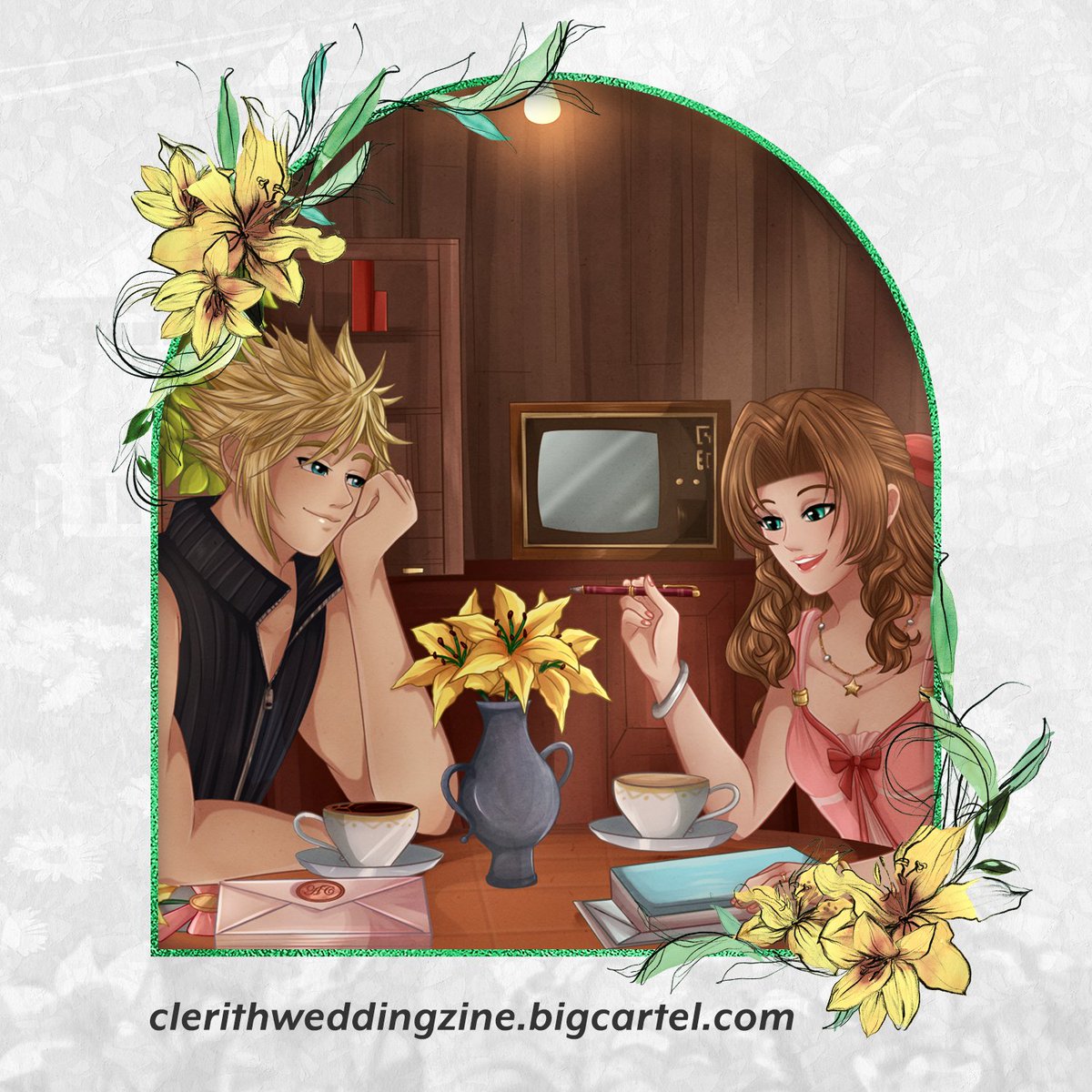 Hey! I joined the <a href="/ClerithWedding/">EVER OURS: Clerith Wedding Fanzine</a>
zine! 💒☁️🌸Here's a small preview of my artwork! 

Everyone put a lot of effort into this zine and it's absolutely gorgeous!! Please check it out here! clerithweddingzine.bigcartel.com 

#Clerith #クラエア