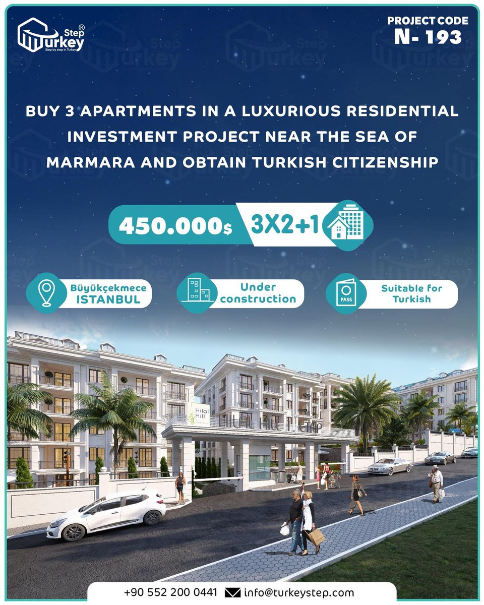 TurkeyStep's tweet image. Buy 3 apartments in a luxurious residential investment project near the Sea of Marmara and obtain Turkish citizenship directly
✅3 X 2+1 flat .
✅price : 450.000$ .
✅The Project Suitable for Turkish citizenship .
✅ Büyükçekmece-  istanbul .
00905522000441

#property #realestate