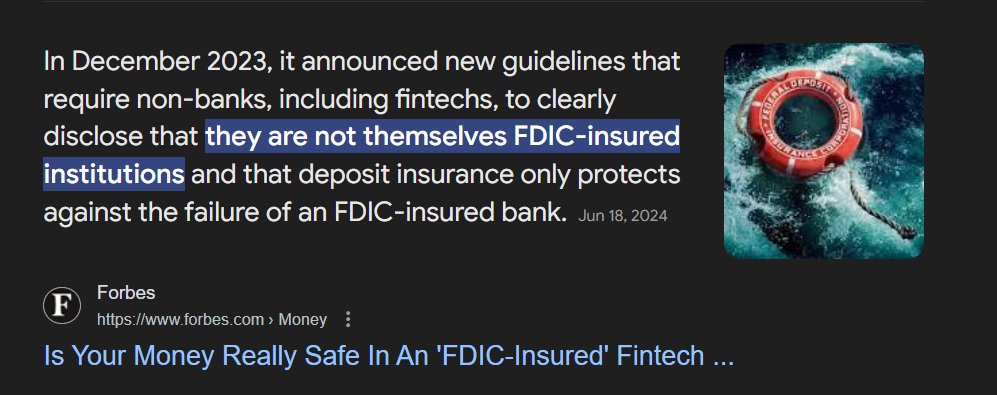 Chad Barlowe (@_insiteful) on Twitter photo Now that <a href="/FDICgov/">FDIC</a> says they don't insure cash sweeps from fintechs, what does that mean the FDIC insurance claims for high-yield cash sweeps like @Robinhood and <a href="/Wealthfront/">Wealthfront</a>?
cc <a href="/AskRobinhood/">Robinhood Help</a> <a href="/vladtenev/">Vlad Tenev</a> <a href="/AndyRachleff/">Andy Rachleff</a> Now that <a href="/FDICgov/">FDIC</a> says they don't insure cash sweeps from fintechs, what does that mean the FDIC insurance claims for high-yield cash sweeps like @Robinhood and <a href="/Wealthfront/">Wealthfront</a>?
cc <a href="/AskRobinhood/">Robinhood Help</a> <a href="/vladtenev/">Vlad Tenev</a> <a href="/AndyRachleff/">Andy Rachleff</a>