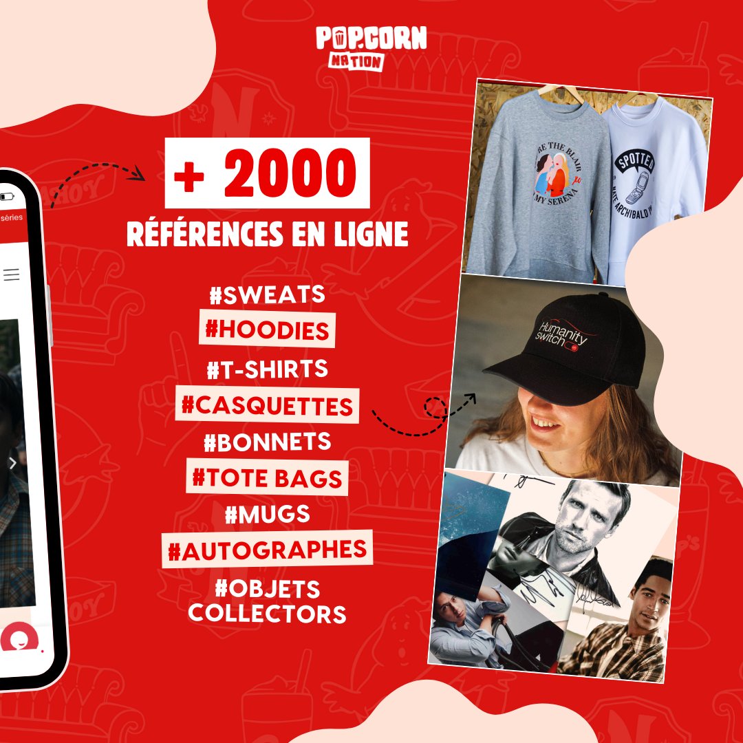 peoplecons's tweet photo. People Convention présente @pop_corn_nation 🍿

Le nouvel eshop de merchandising et produits dérivés de vos films et séries préférés ! ⭐️
Découvrez nos collections de vêtements, accessoires et objets collectors inspirés des icônes du grand et du petit écran 🎬

PopCorn Nation, c’est aussi la première plateforme française de revente d’autographes certifiés ! De Millie Bobby Brown à Ian Somerhalder, en passant par Cole Sprouse et Ed Westwick, retrouvez dès maintenant les autographes signés et datés de vos acteur.trices préférés ! Mais ce n'est pas tout, retrouvez de nombreux produits collectors que vous ne trouverez nulle part ailleurs 😍

Les pré-commandes ouvrent demain à 18H30, alors soyez prêts 🍿
C'est par ici ➡️ https://t.co/krkix2iOrU