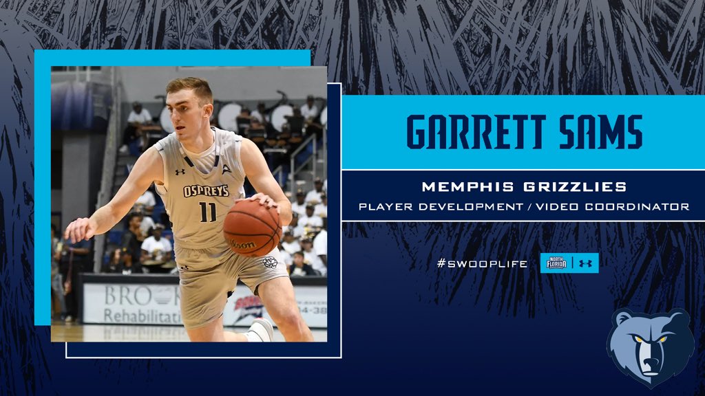 UNF Men's Basketball (@ospreymbb) on Twitter photo Congrats to former Osprey Garrett Sams on joining the Memphis Grizzliesā staff as a player development & video coordinator!
#BirdsOfTrey // <a href="/GarrettSams1/">Garrett Sams</a> Congrats to former Osprey Garrett Sams on joining the Memphis Grizzliesā staff as a player development & video coordinator!
#BirdsOfTrey // <a href="/GarrettSams1/">Garrett Sams</a>