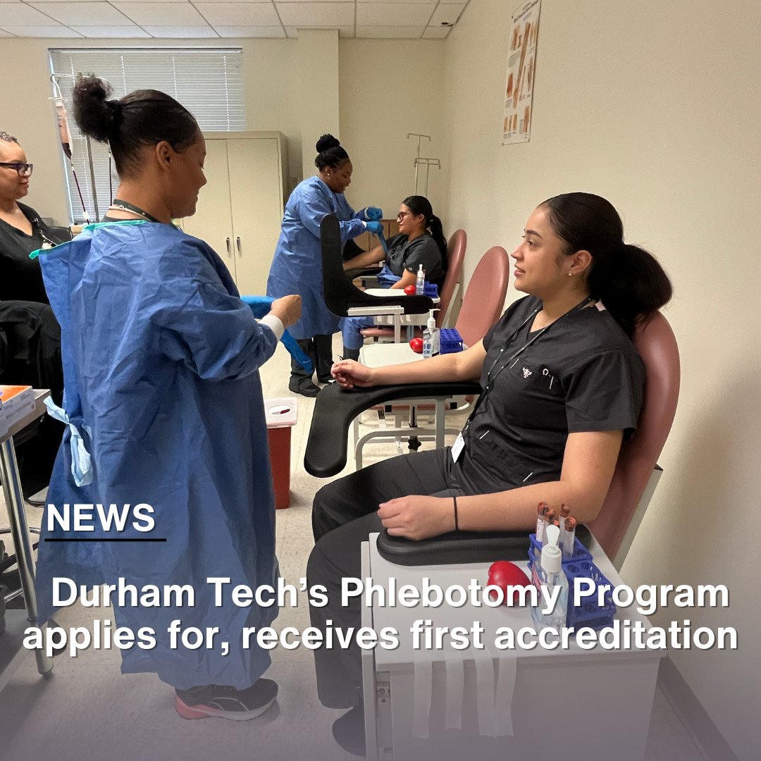 [NEWS] Durham Tech’s Phlebotomy Program recently applied for and received its first accreditation from the American Society of Phlebotomy Technicians. 👏
🔗 Learn more: durhamtech.edu/news/durham-te…

#DoGreatThings