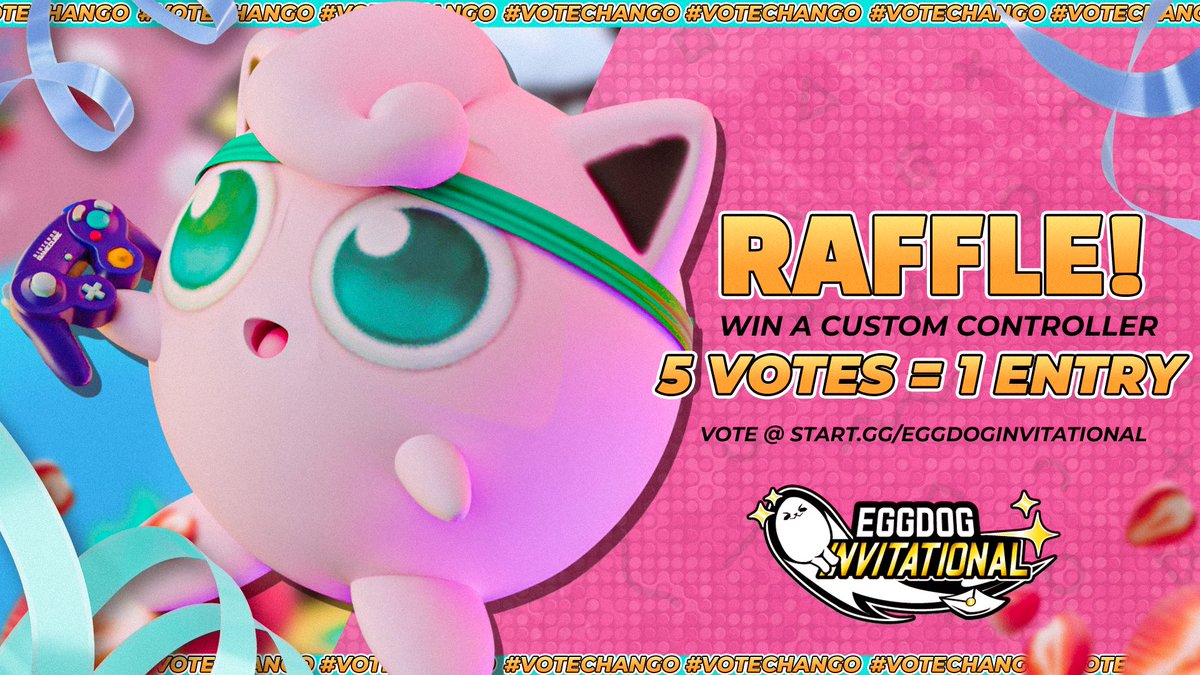 achanigo's tweet photo. As part of my Eggdog Invitatonal campaign, I am going to raffle 3 modded controllers from @Sparkmelee. All you have to do is like, repost this tweet, and send me a DM or reply to the tweet with a screenshot of votes spent on me. You can get one raffle entry per 5 votes. https://t.co/gX8lOpZELb