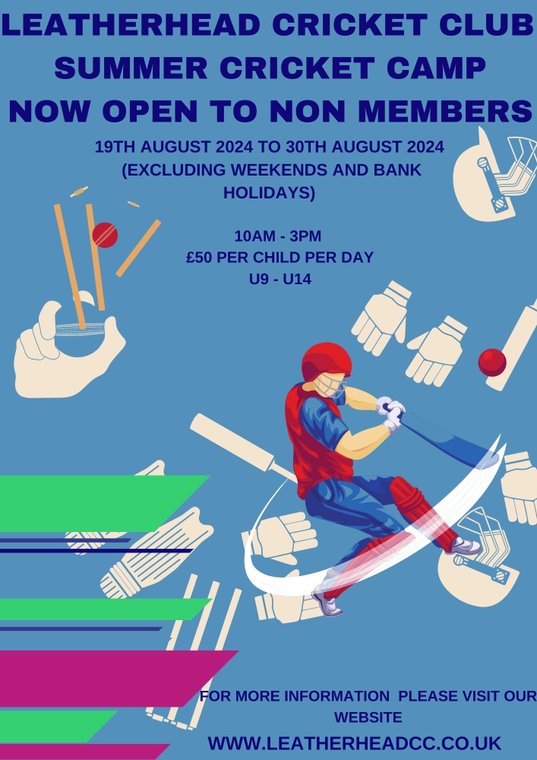 Summer Cricket Camp - Available to book for Non members #Pitchero
leatherheadcc.co.uk/news/summer-cr…