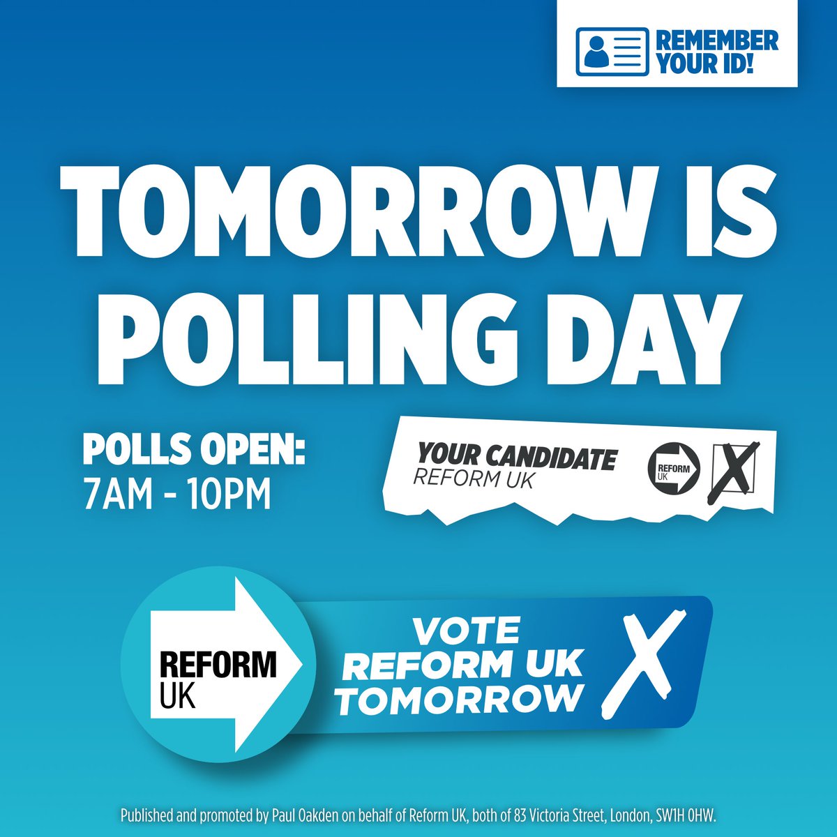 Vote for real change tomorrow. 

Vote Reform UK.