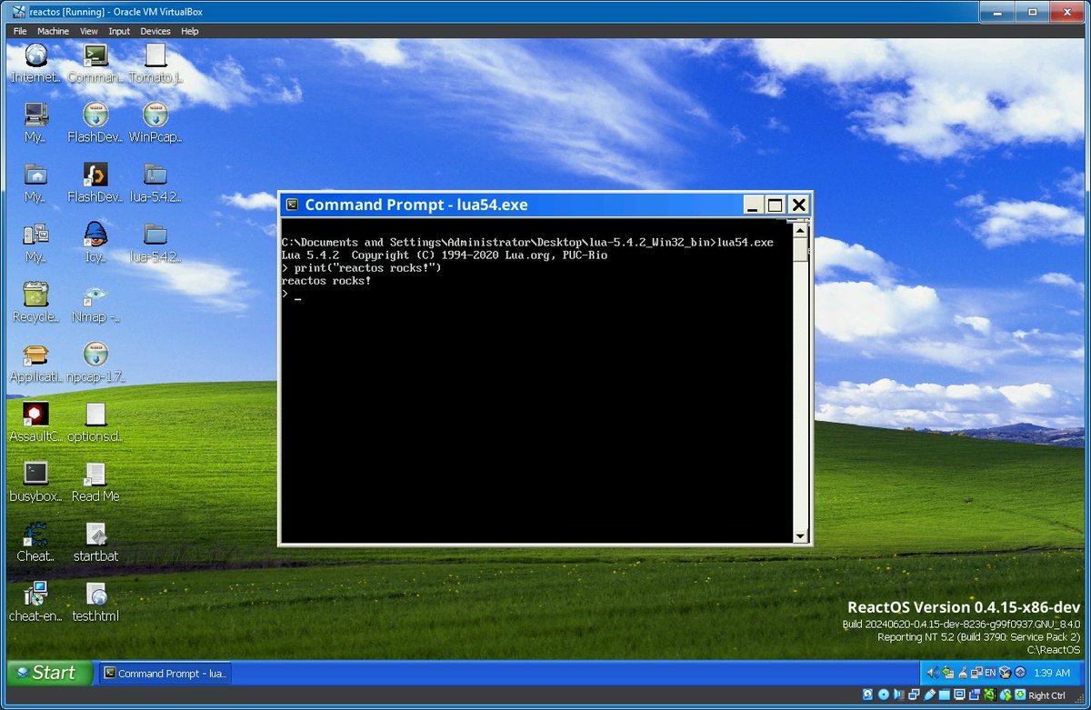 reactos's tweet image. Latest binary version of Lua, 5.4.2, works on #ReactOS!
Test: gaming