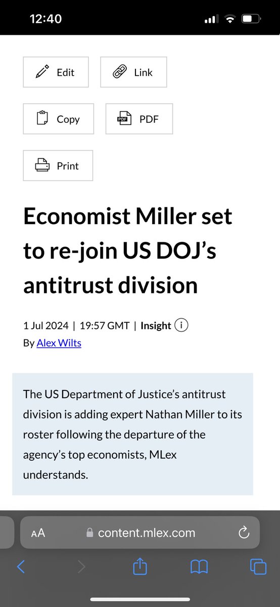 Economist Nathan Miller is expected to join the DOJ’s antitrust division soon. Miller previously worked at the agency and assessed several mergers, including Ticketmaster/Live Nation. The DOJ is currently pursuing a breakup of the company.