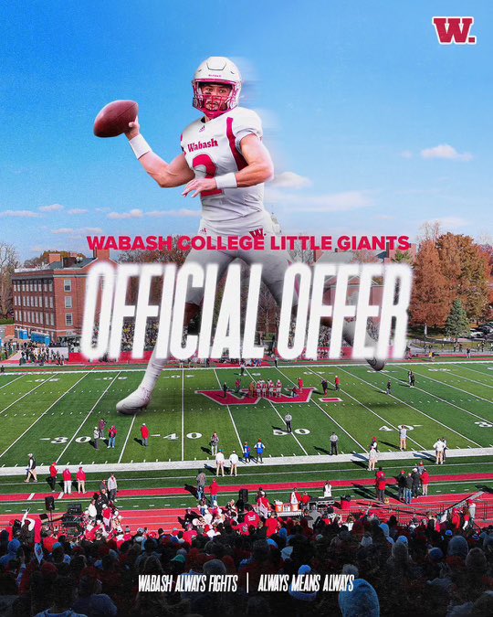 LukeW_07's tweet photo. Blessed to receive an offer from @WabashFB!

@Coach_GThompson @NarlinClancy @CoachJoshKatz @CoachKent__ @coachgilbert10 @WestOrangeFB https://t.co/1SULSHna2v