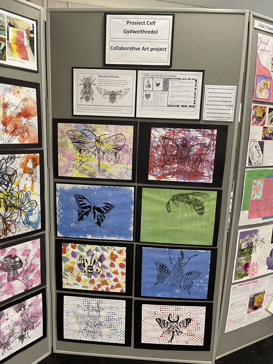 Gwaith Project Celf Cydweithredol y Clwstwr yn edrych yn grêt yn ein Noson Ddiwylliannol heno ⭐️ Our Cluster’s Collaborative Art Project looked great in tonight’s Cultural Evening #cyfle #joio