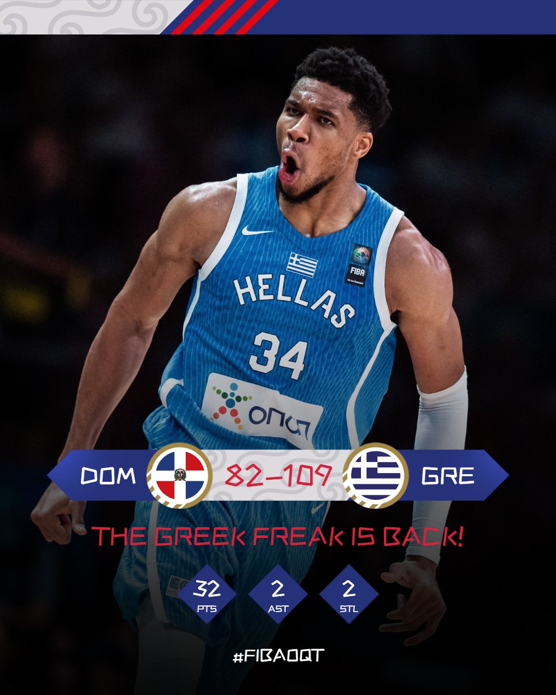 FIBA on X Hellas dominate as Giannis puts on a show in front of the home crowd FIBAOQT https t 0D5OEg17KY X