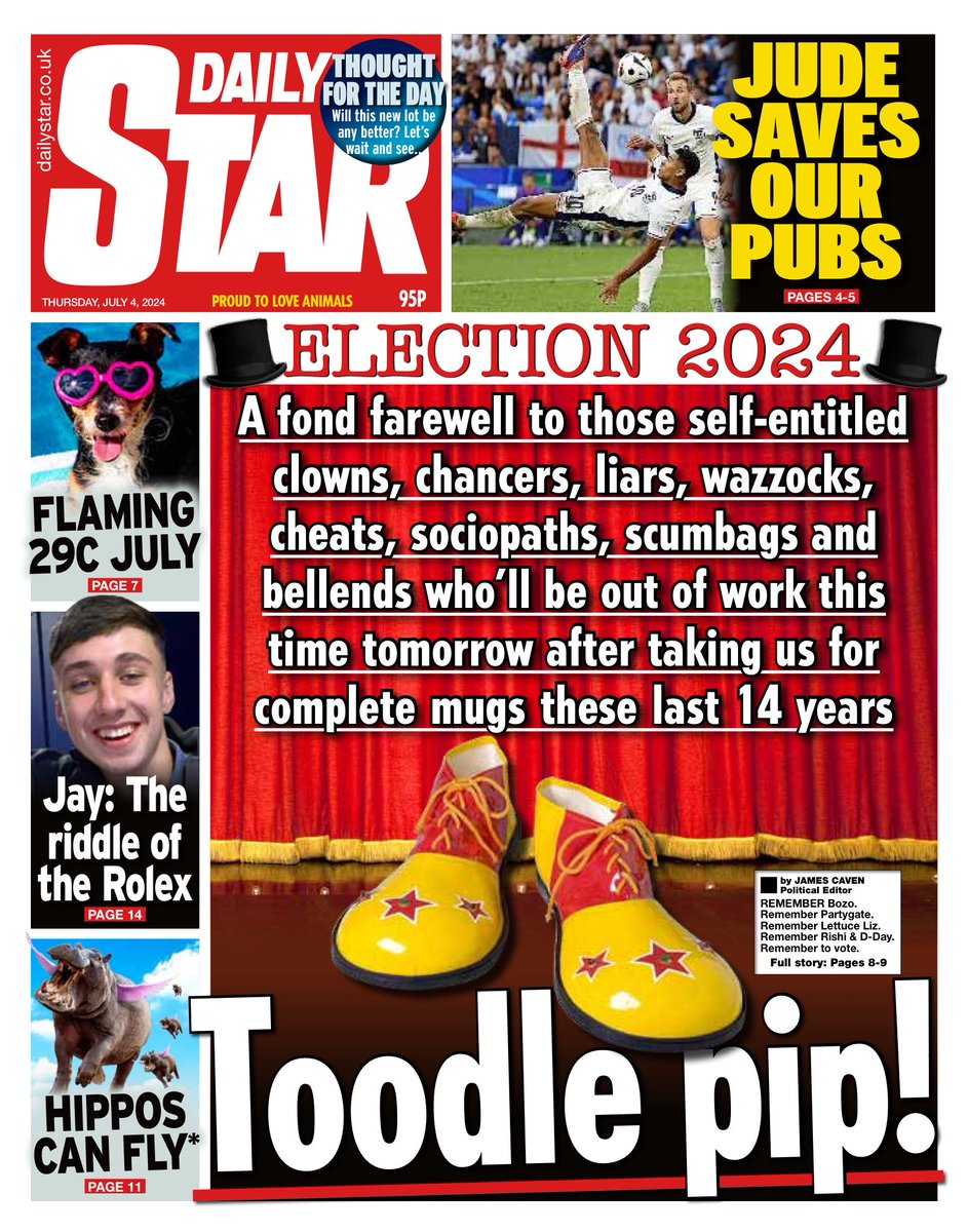THE STAR: Toodle Pip! #TomorrowsPapersToday