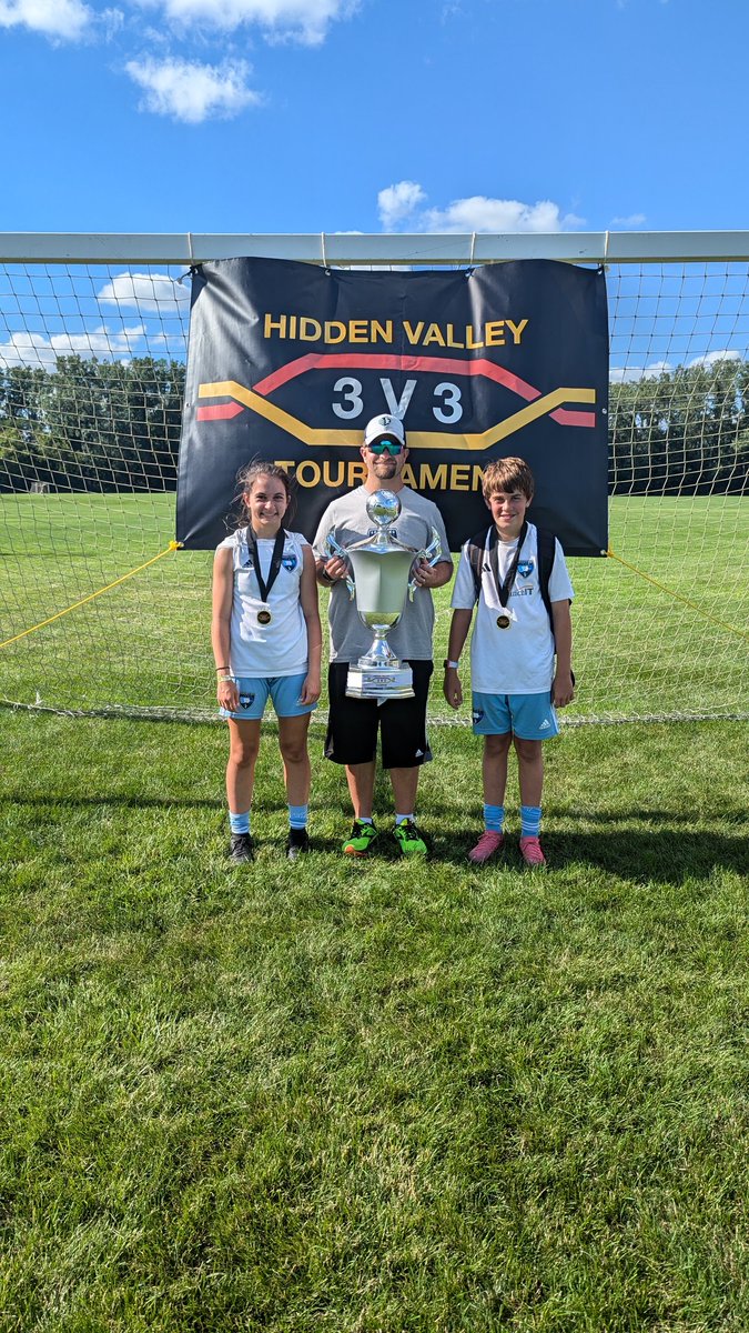 KaitiPage's tweet photo. I had fun winning a 3v3 tournament last weekend! Of the 8 teams in our division we were the only one with just 4 players and I was the only girl! Had 3 of the 5 goals in the final to be undefeated! @SportingIowa @ECNLgirls @sportingkcyouth @WDMSC https://t.co/44lZRf4M0L