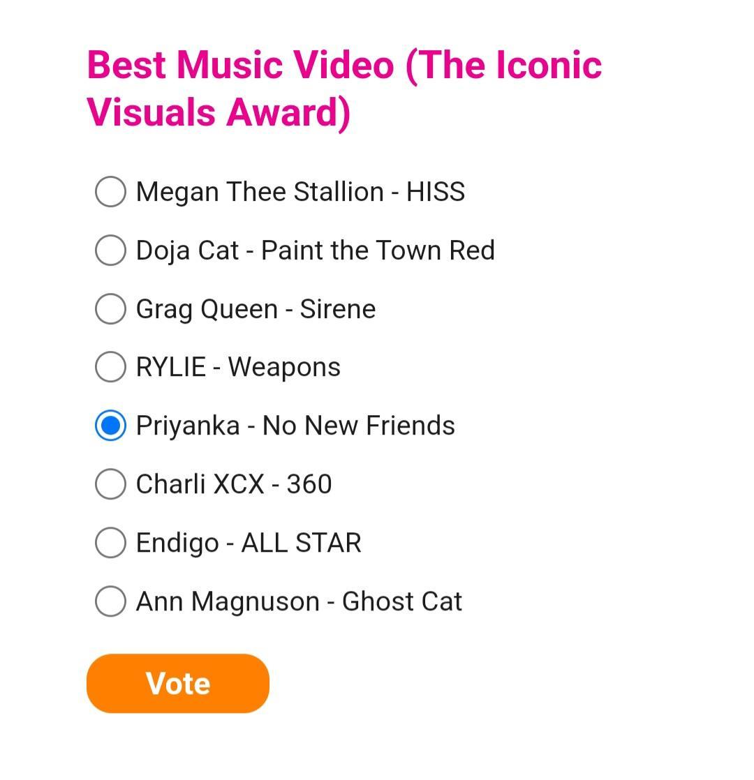 Priyanka_Charts's tweet photo. BIG NEWS FANYANKAS 🚨

@thequeenpri has been nominated for "Best Music Video" at the 2024 #WOWIES, presented by @wowpresentsplus! 🥳🙌

GO VOTE NOW! https://t.co/07jqI7UOdH