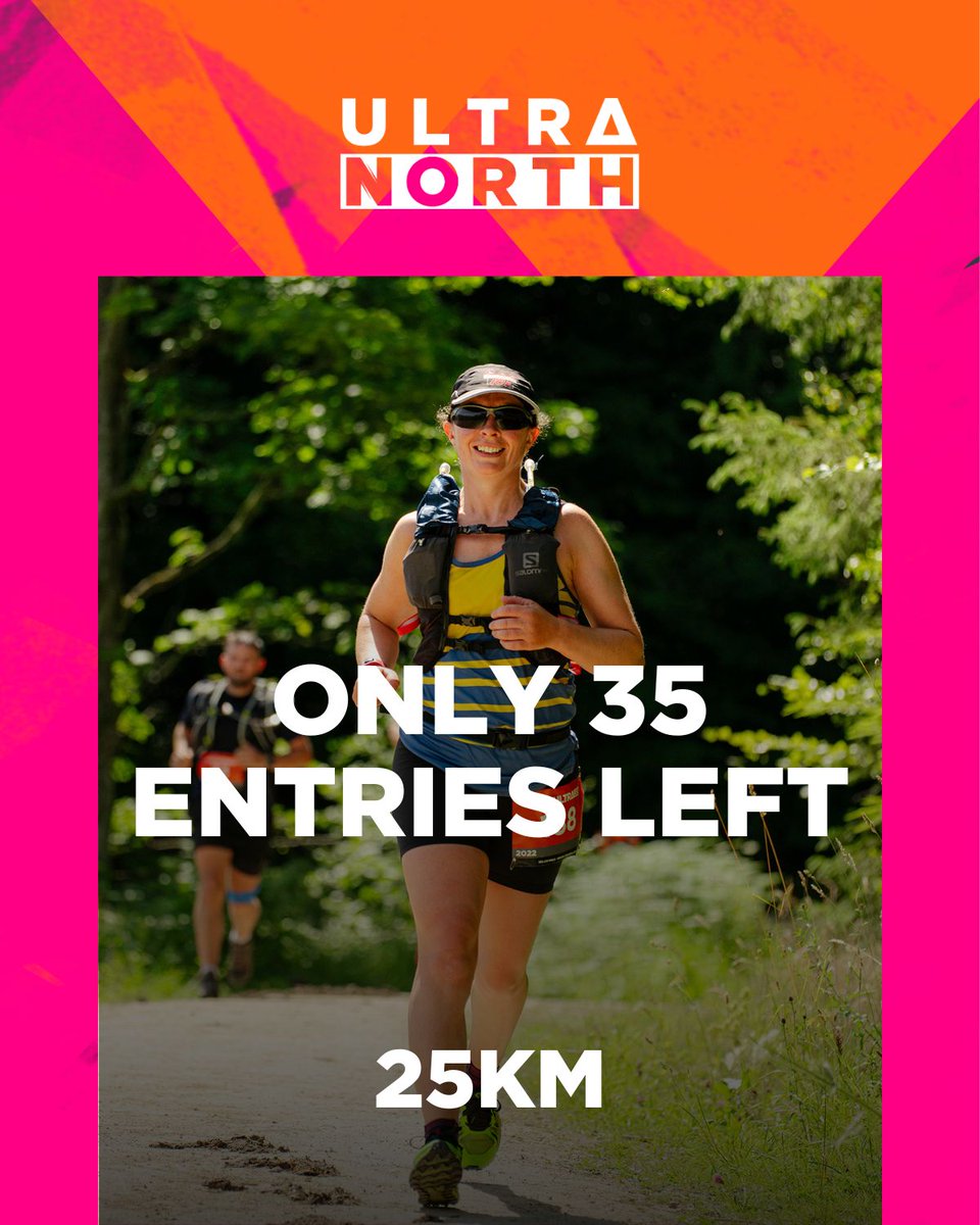 Ultra North - there are only 35 spaces left for our 25k distance!🚨🙌

🤩Event day is next week, what are you waiting for?🤔

Don't miss out, sign up now!👉ultraldn.co.uk/0kb

#ultranorth #ultramarathon #trailrunning