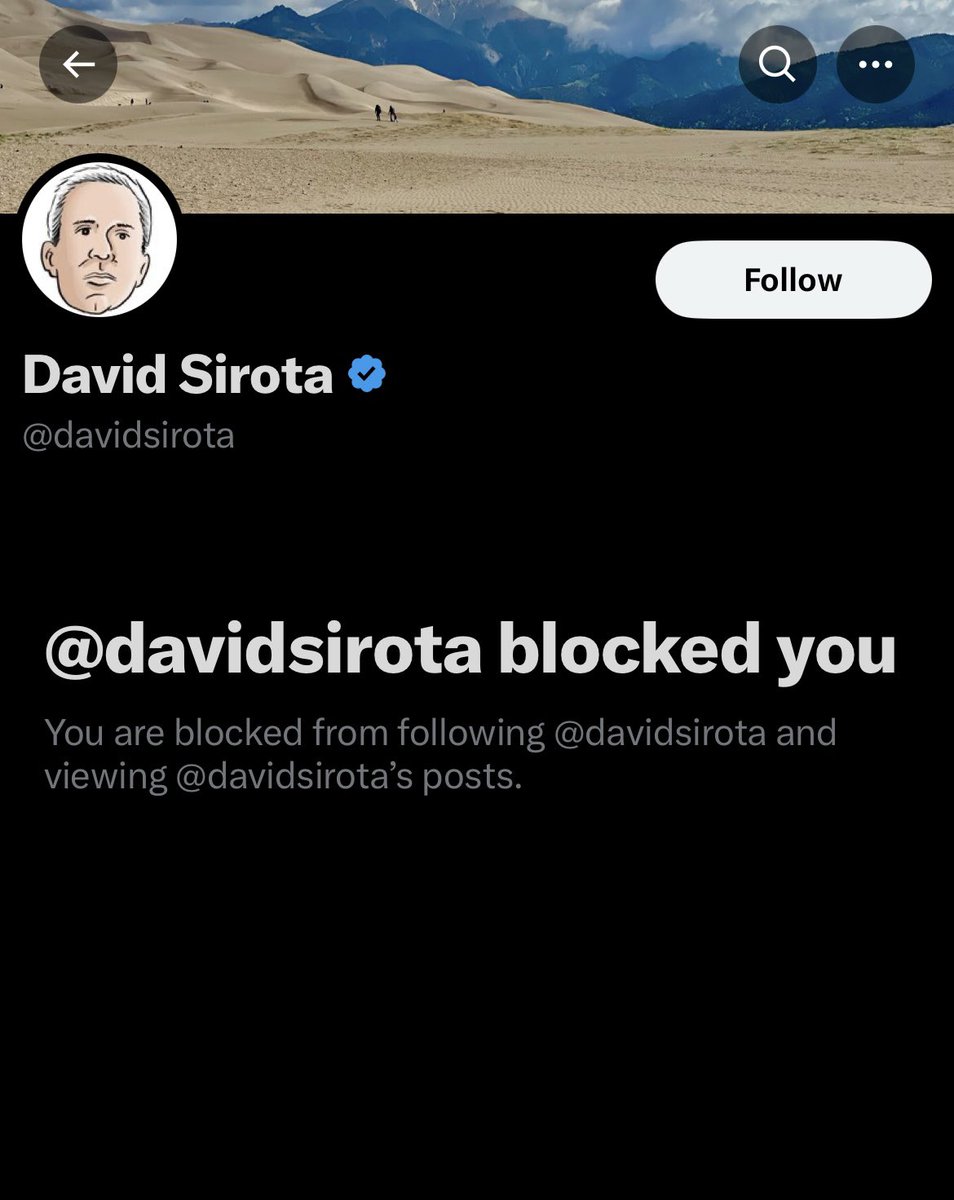 This was all it took for Sirota to block me
👀