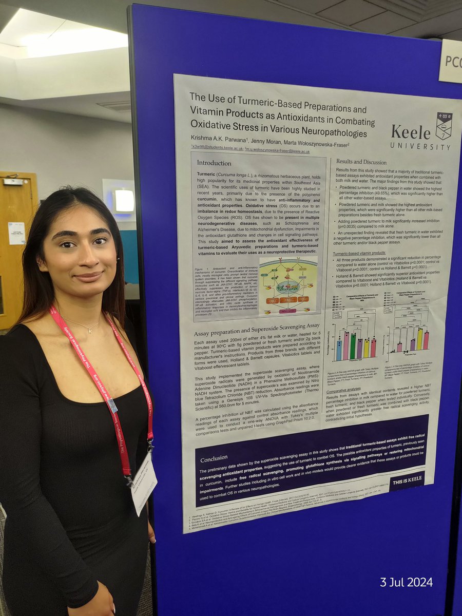 Dr Marta Wołoszynowska-Fraser (@drneurocreative) on Twitter photo Really proud of our <a href="/KeeleLifeSci/">Keele Life Sciences 🌍</a> UG student, Krishma, for presenting her final year project work on #turmeric and #oxidativestress at #PhysiologyInFocus2024. Such an amazing day @Drmoran3 <a href="/KeeleUniversity/">Keele University 🐿️</a> Really proud of our <a href="/KeeleLifeSci/">Keele Life Sciences 🌍</a> UG student, Krishma, for presenting her final year project work on #turmeric and #oxidativestress at #PhysiologyInFocus2024. Such an amazing day @Drmoran3 <a href="/KeeleUniversity/">Keele University 🐿️</a>