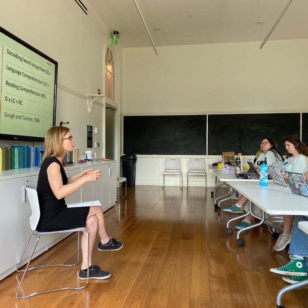 We were lucky to get to talk with <a href="/ehanford/">Emily Hanford</a> in class last week <a href="/PlanetWordDC/">Planet Word Museum</a>! The Sold a Story podcast and her other reporting on the science of reading is an inspiring example of science communication about language, and the important impact it can have.