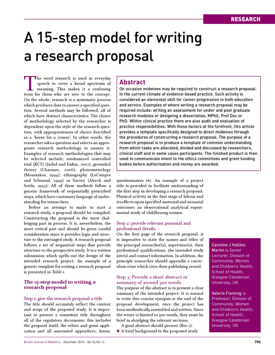 15-step model for writing  a research proposal (1/8)